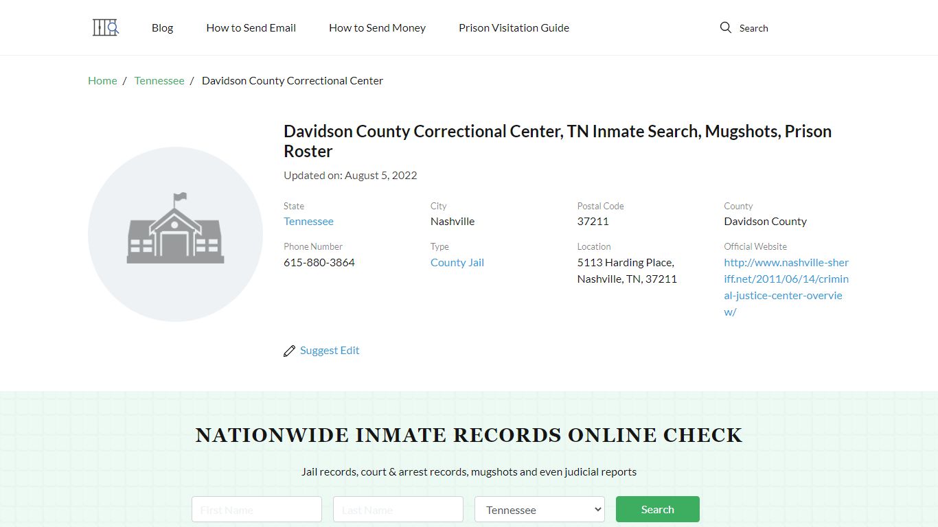 Davidson County Correctional Center, TN Inmate Search ...