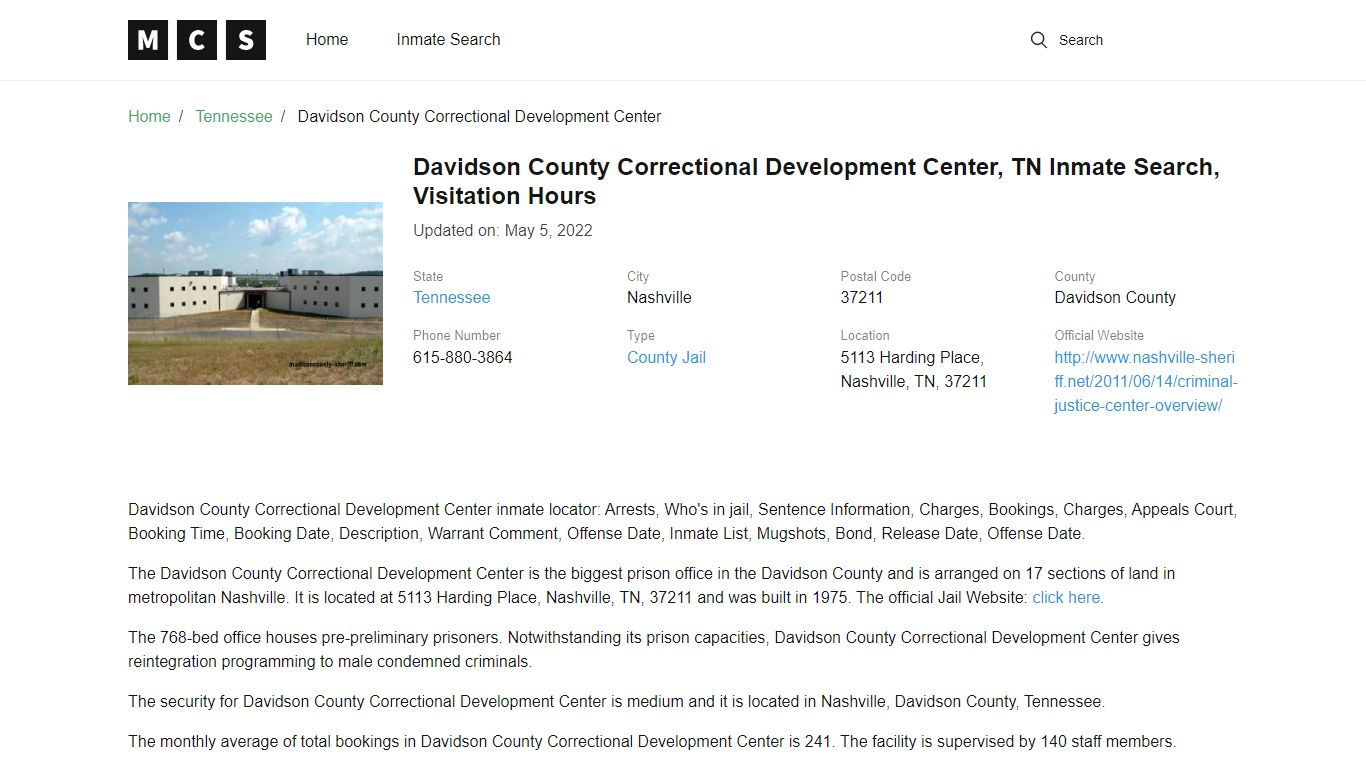 Davidson County, TN Jail Inmates Search, Visitation Rules